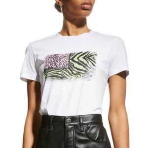 NWOT! Roberto Cavalli Pastel Neon Animal Flag Animalier Patchwork tee Size M